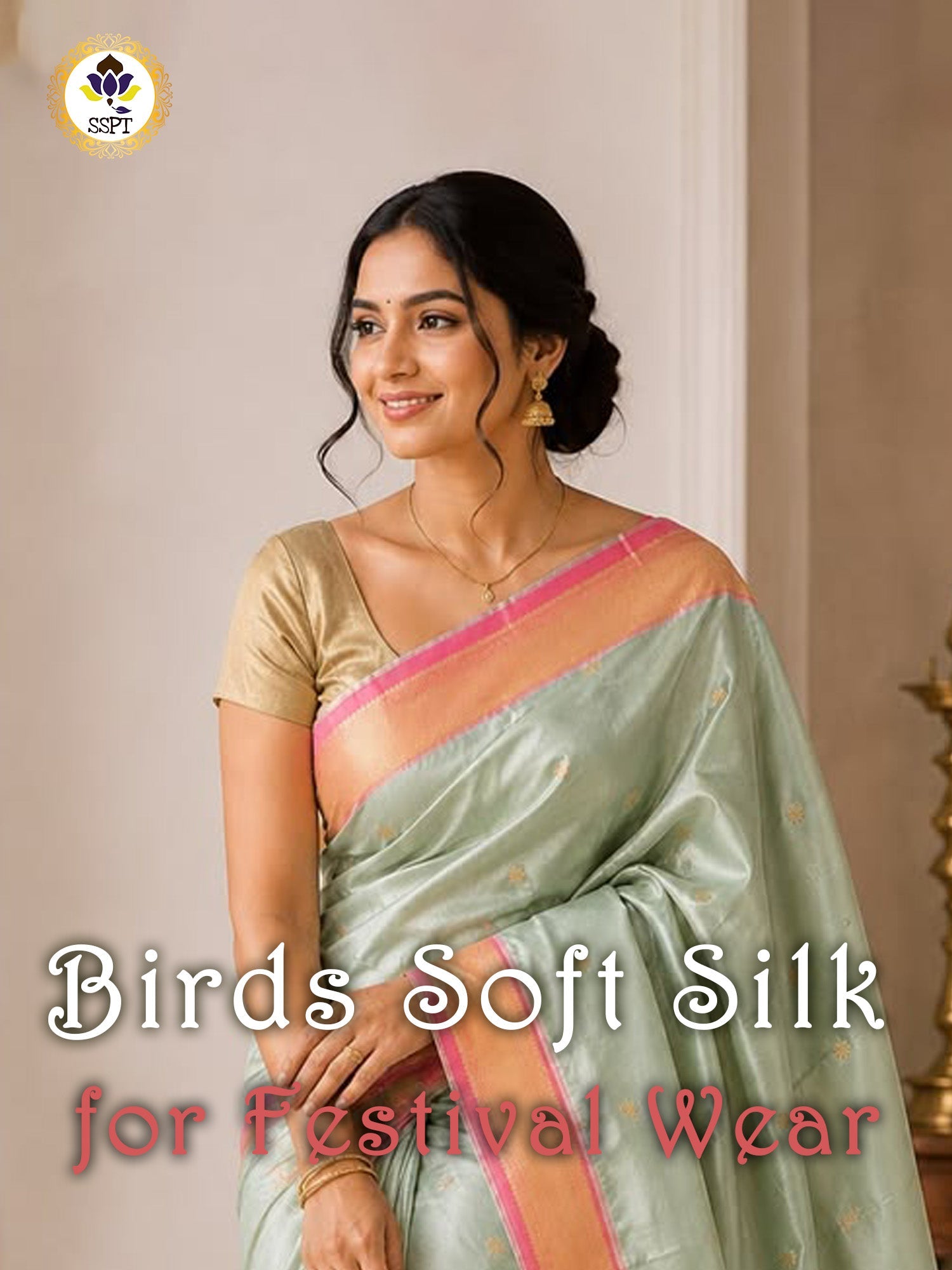 Birds Soft Silk Saree in Royal Blue with Zari Work for Wedding Wear