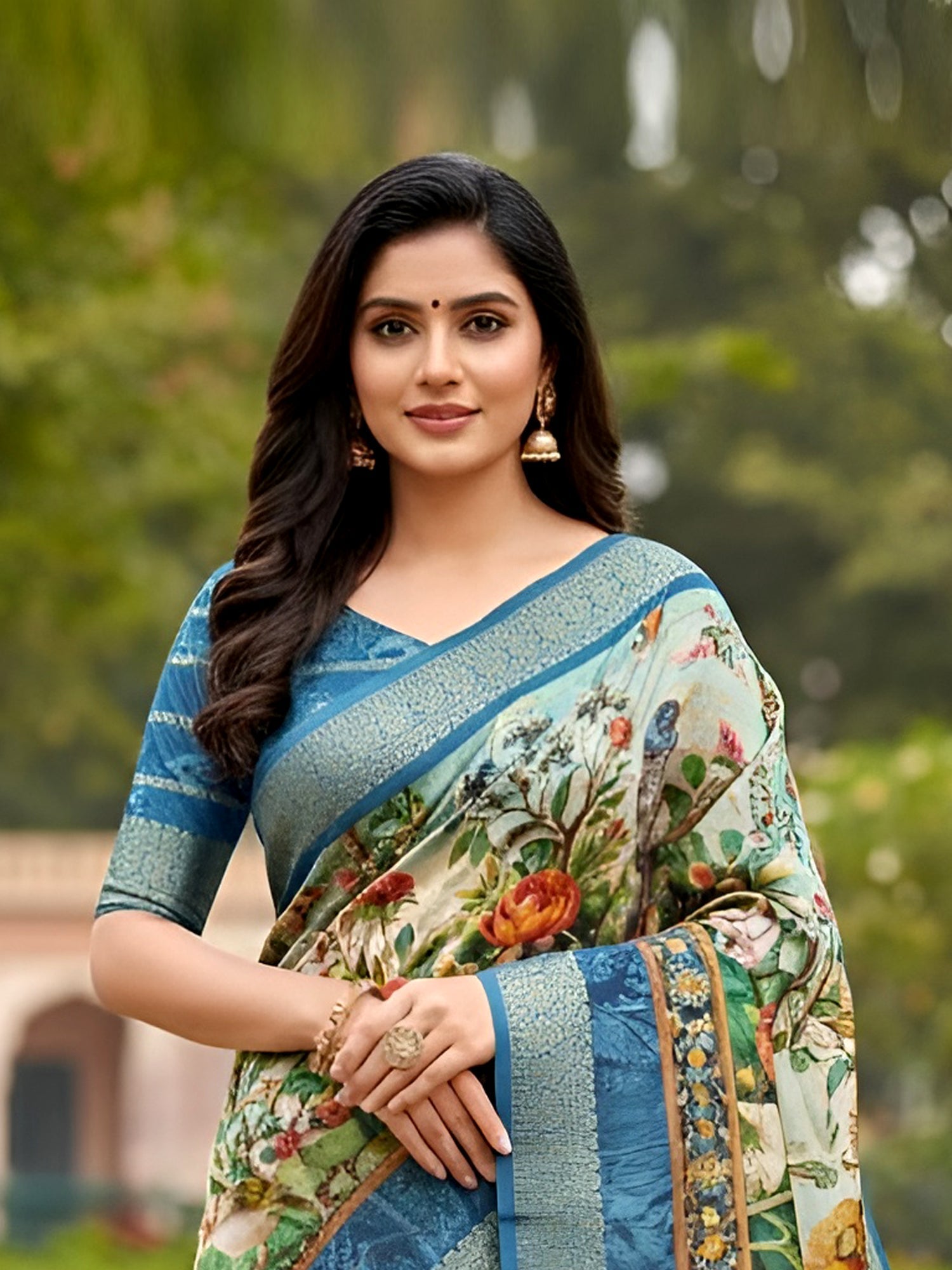 Centre Beauty Fancy Zari Print Saree for Wedding Wear