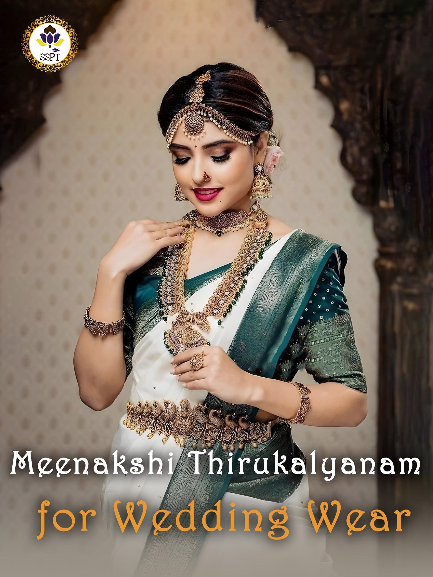 Meenakshi Thirukalyanam Silk Saree with rich traditional bridal design and luxurious silk fabric.