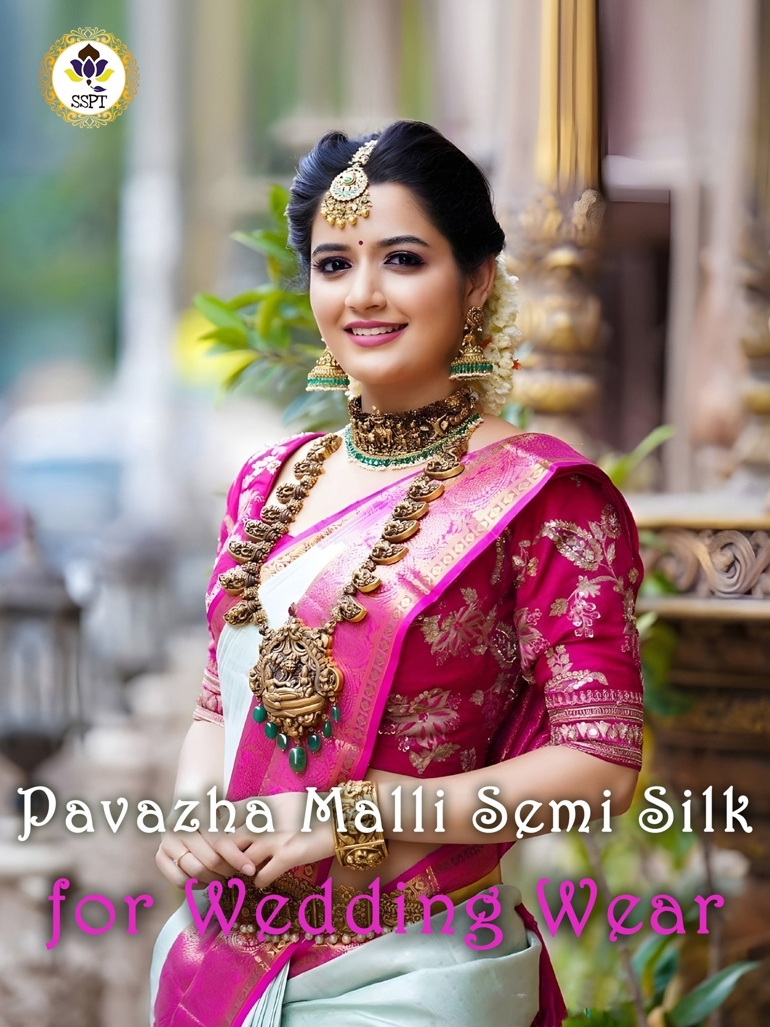 Pavazha Malli Semi Silk Saree, a perfect blend of traditional charm and modern sophistication.