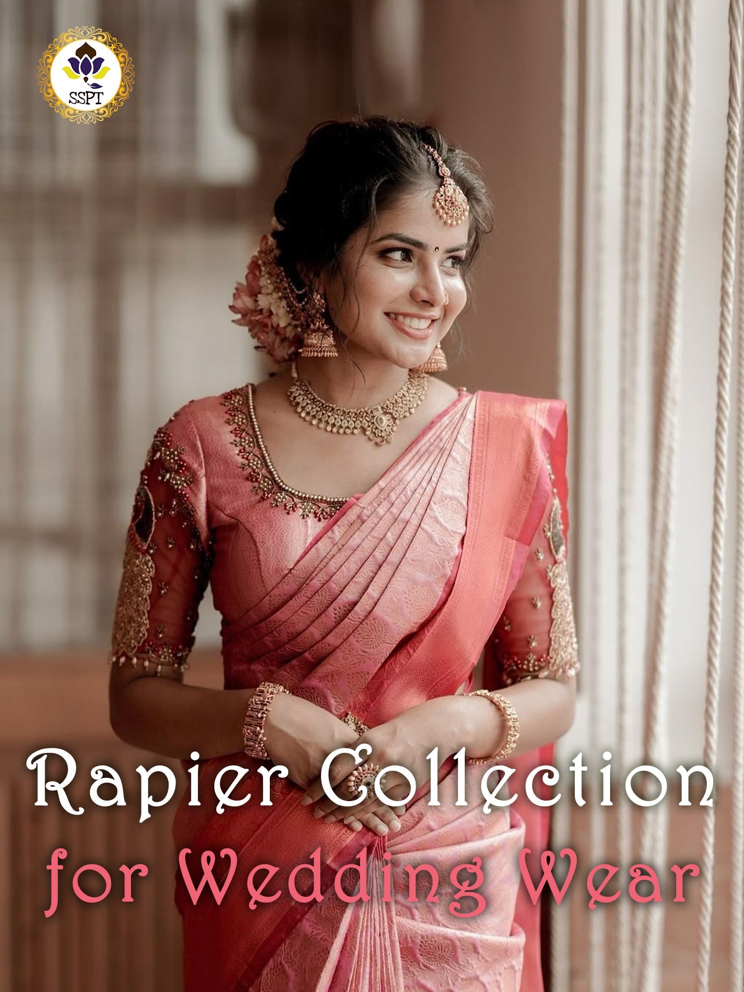 Rapier Saree featuring elegant soft silk fabric, traditional design, graceful drape, and premium styling for weddings.