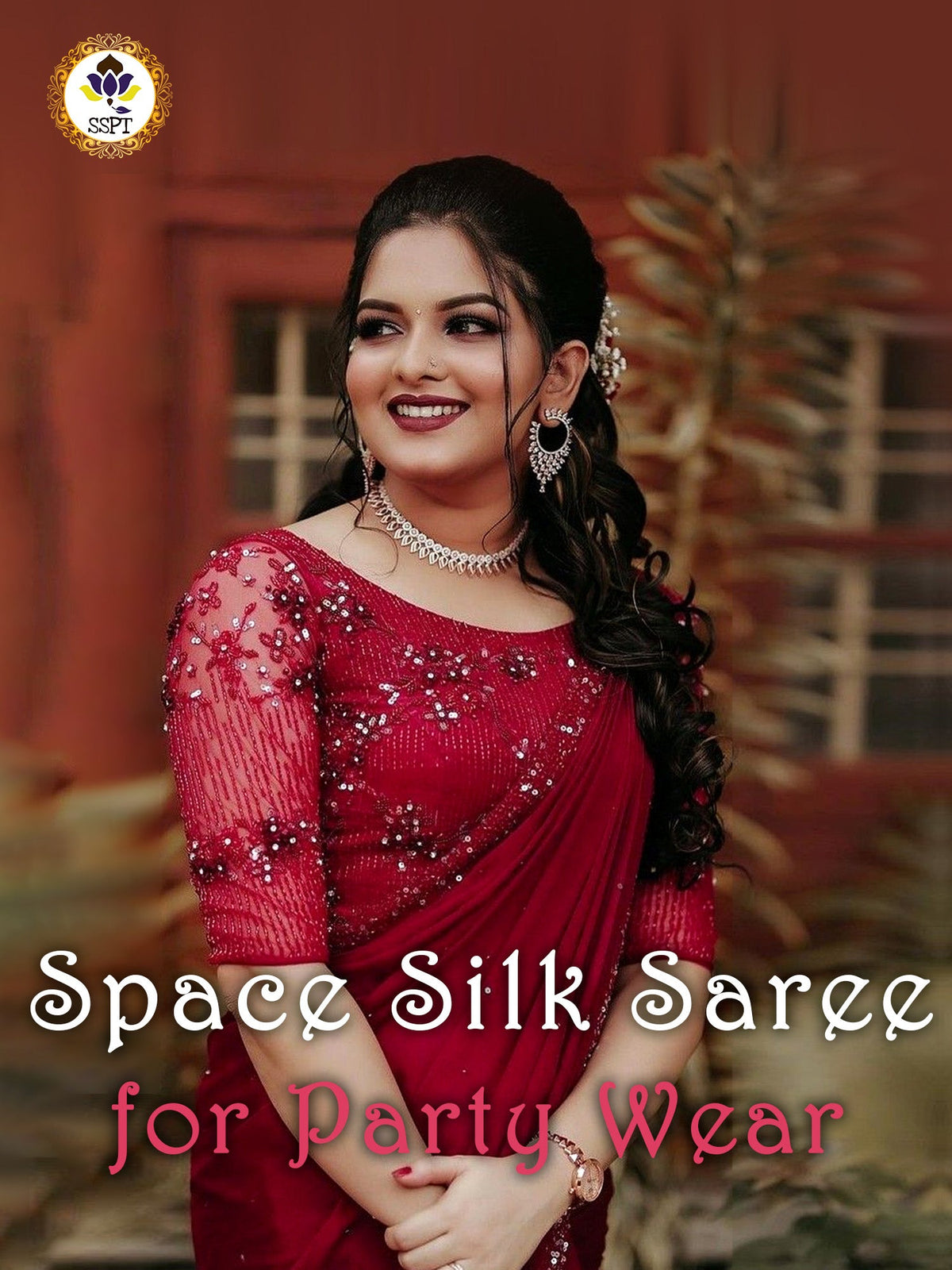 Space Silk Saree with elegant traditional design and lightweight silk fabric suitable for weddings, festive occasions, and party wear.