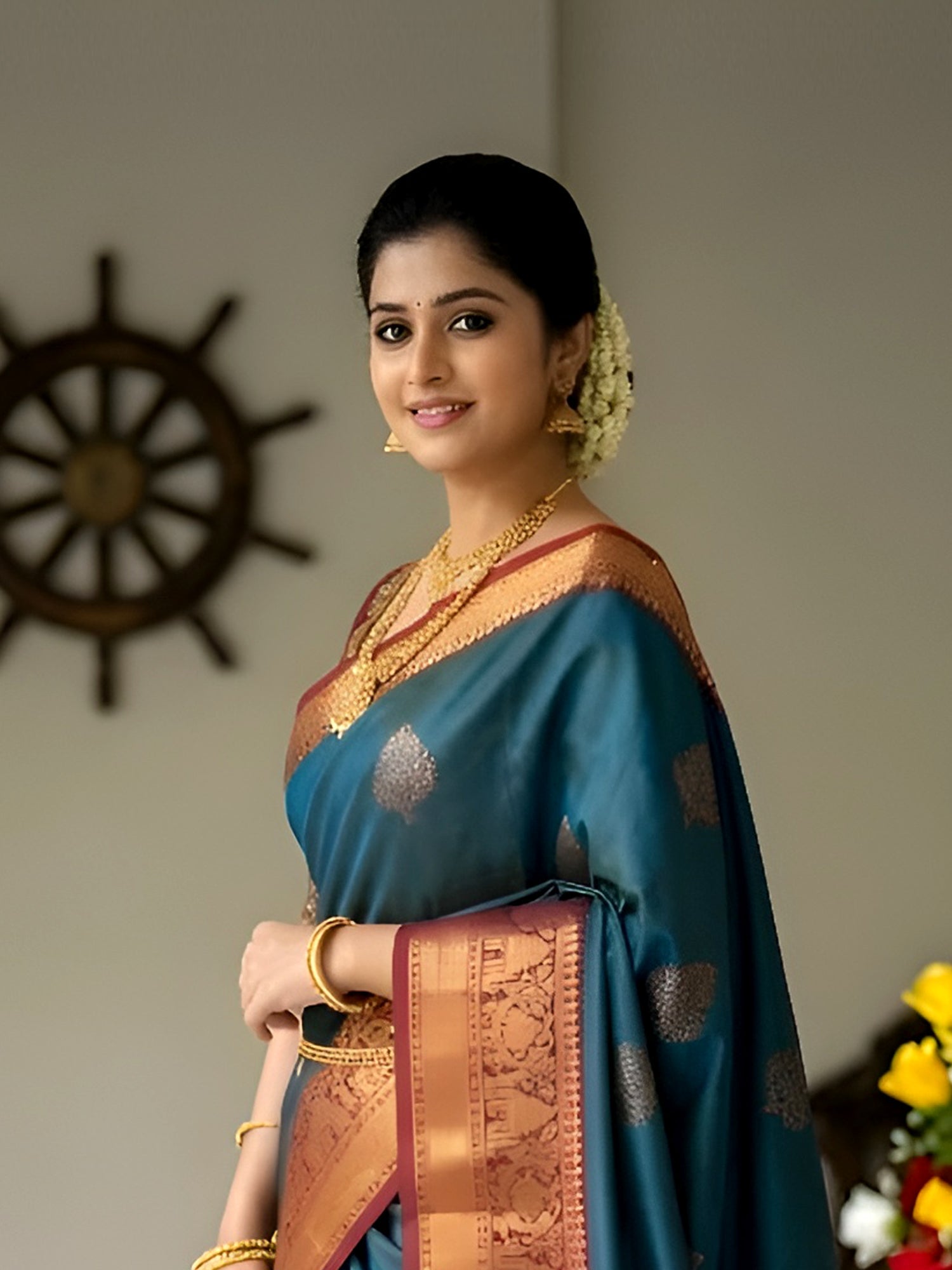 Vanna Mayil Soft Zari Saree Blue for Festival Wear