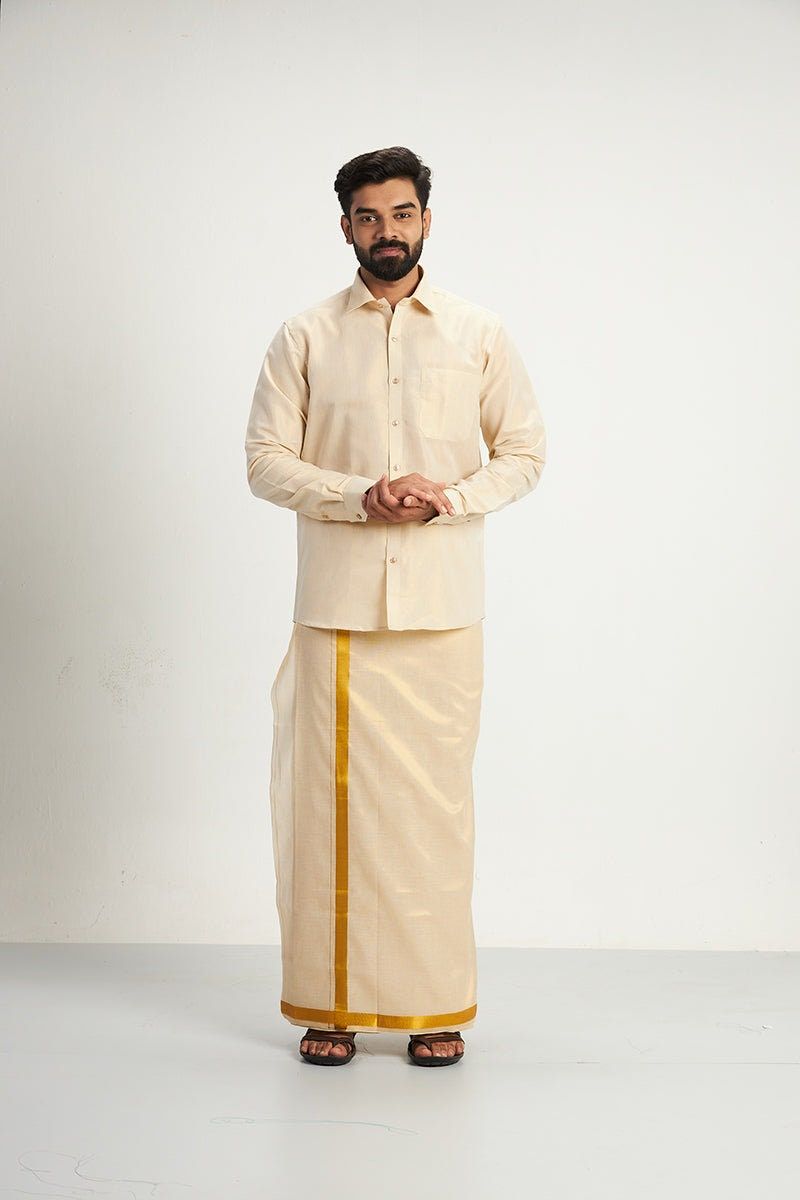 Wedding Tissue Combo Vesti and Shirt for Men in premium tissue fabric