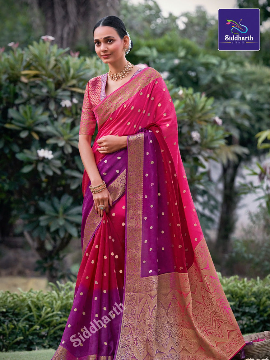 Siddharth Half & Half Silk Saree with elegant zari work for weddings
