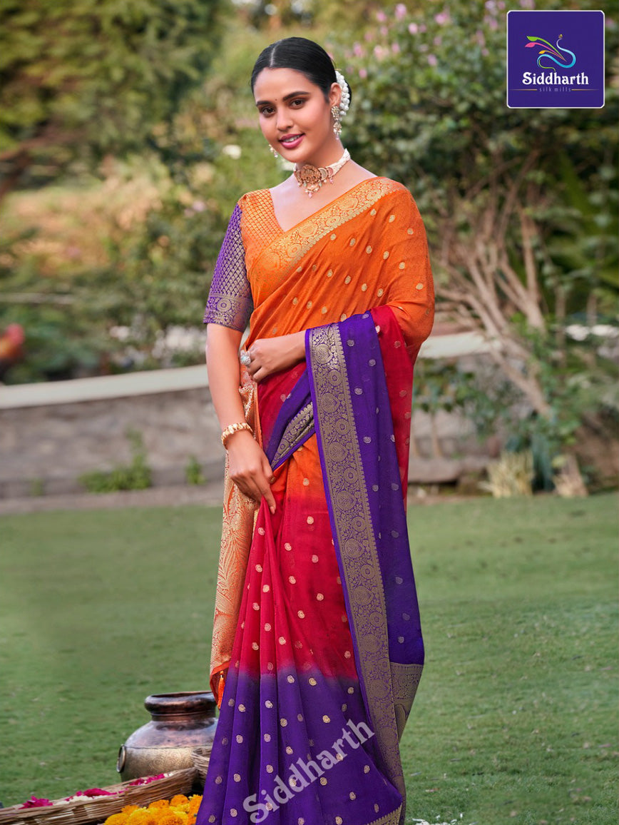 Siddharth Half & Half Silk Saree with elegant zari work for weddings