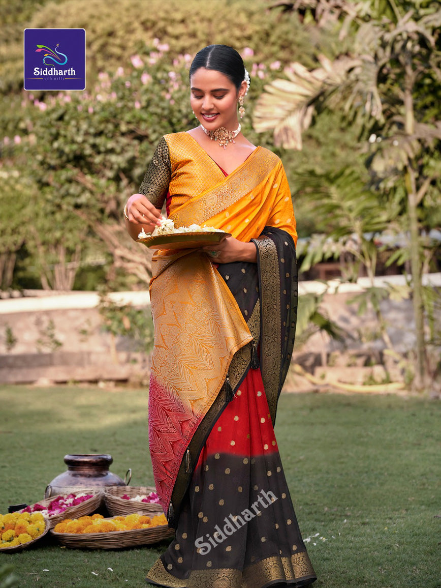 Siddharth Half & Half Silk Saree with elegant zari work for weddings