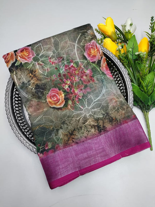 Premium Linen Saree(Work Saree)  LL17