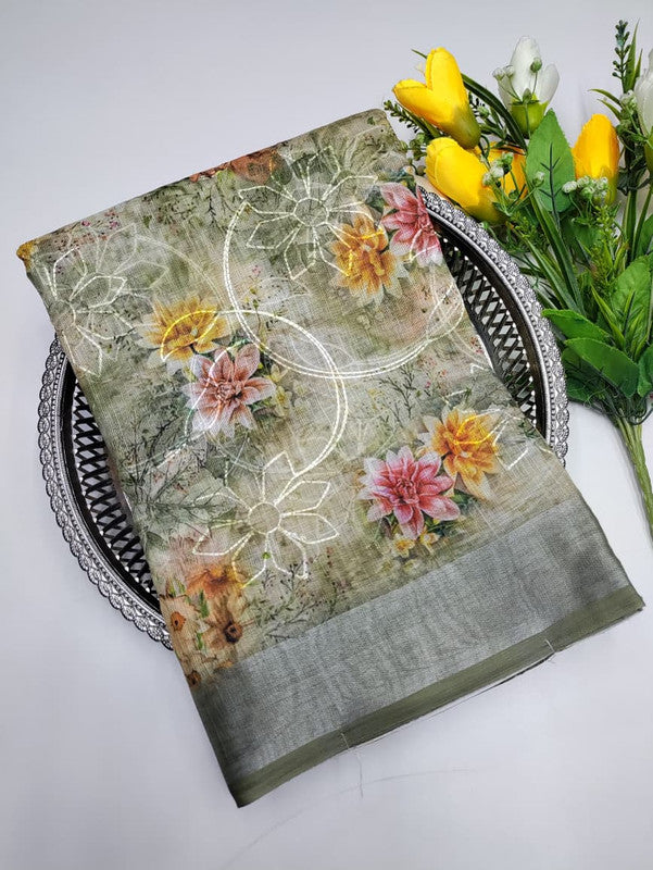 Premium Linen Saree(Work Saree)  LL19