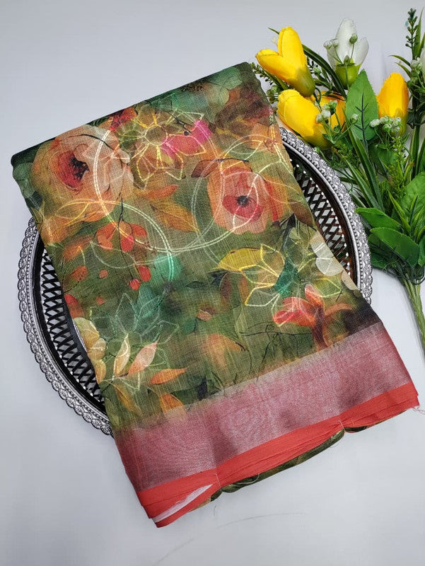 Premium Linen Saree(Work Saree) LL22