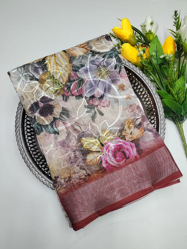 Premium Linen Saree(Work Saree) LL28