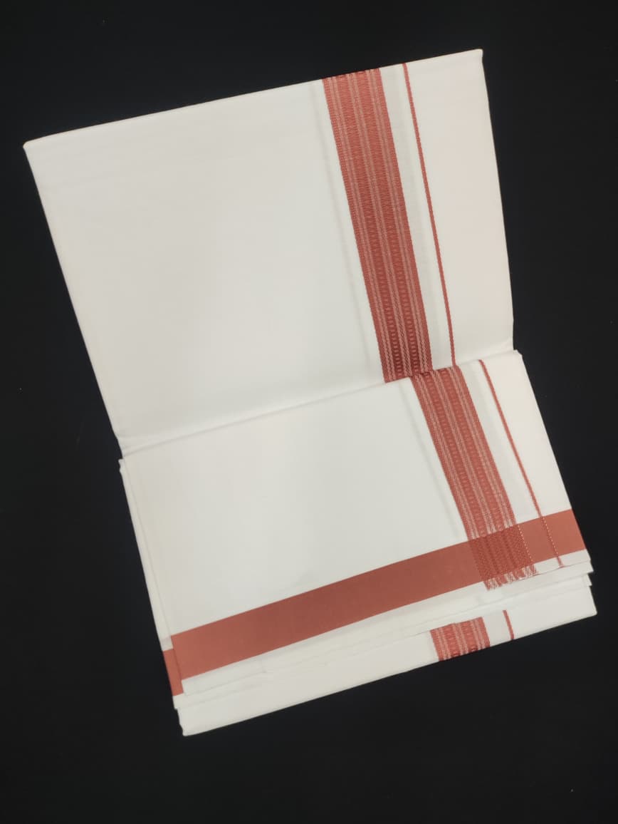 Cotton White Dhoti | Fancy Border | 2 Mtrs