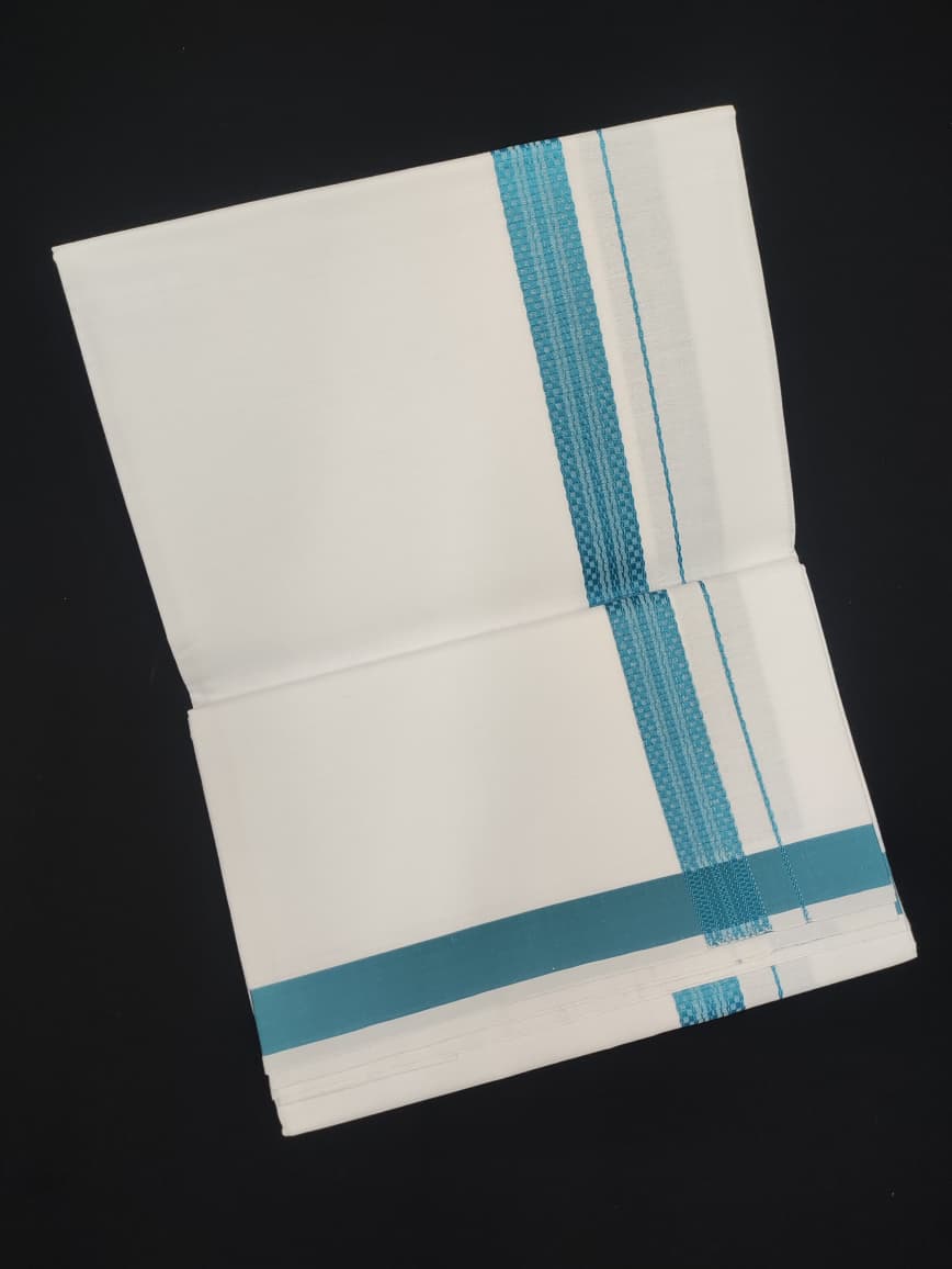 Cotton White Dhoti | Fancy Border | 2 Mtrs