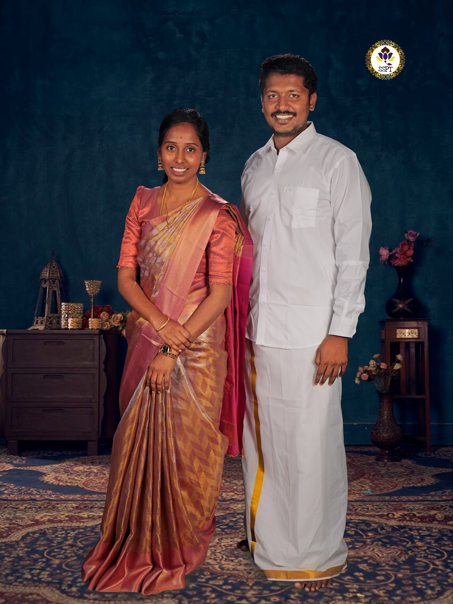 Couple combo | Jothika saree | heritage shirt | Pure Cotton Dhoti CC01