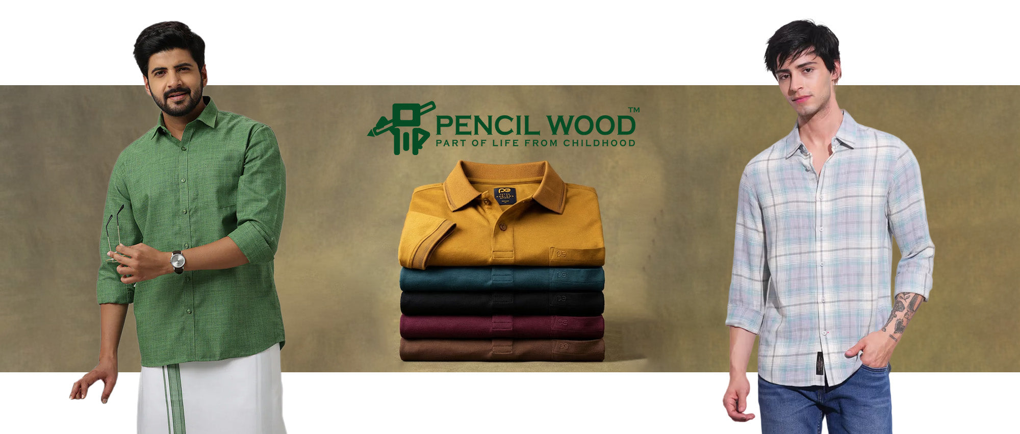 Men’s casual cotton shirts collection banner with stylish formal and ethnic wear