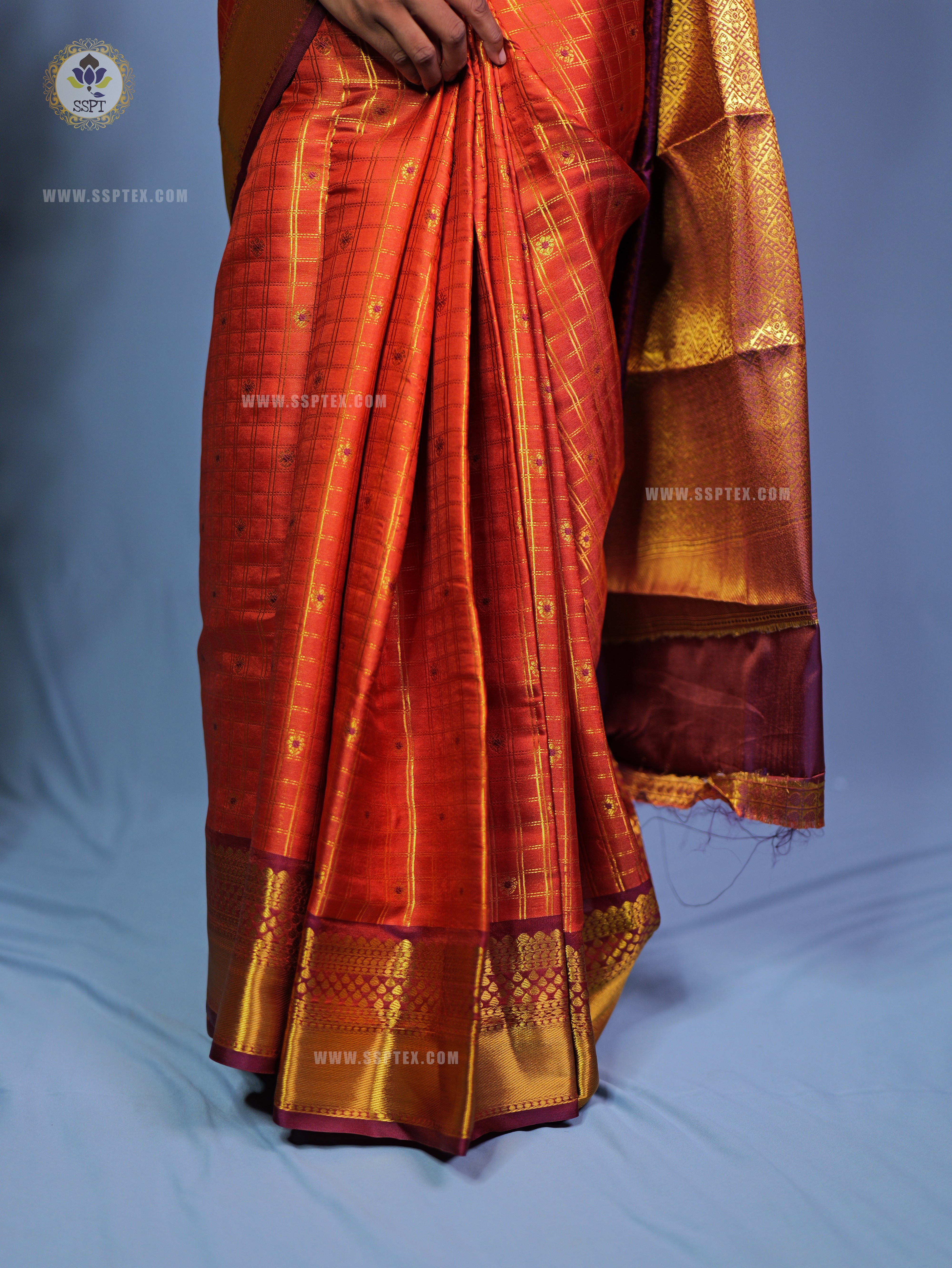Rust Orange Saree RG02 - Sri Sakthi Pugazh Tex - Saree