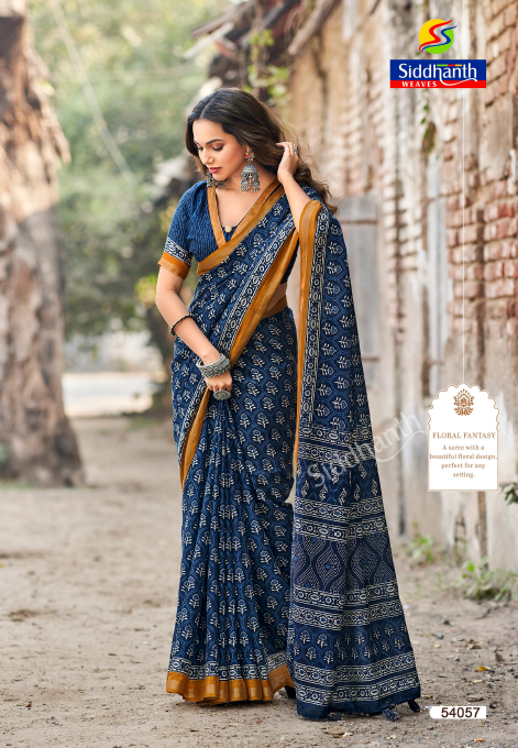 Siddhanth Blue Libas Fancy Saree | Zari Work | SD27