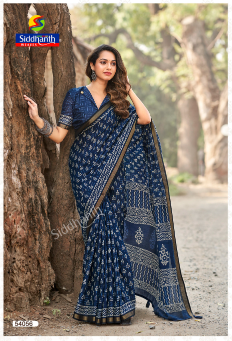 Siddhanth Blue Libas Fancy Saree | Zari Work | SD26