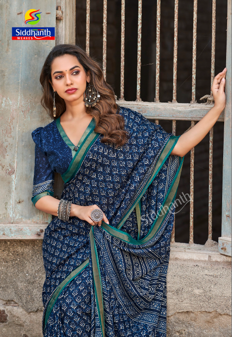 Siddhanth Blue Libas Fancy Saree | Zari Work | SD25
