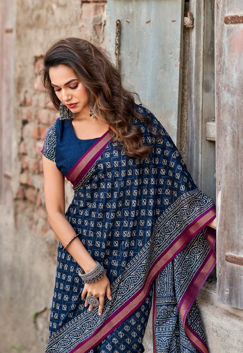 Siddhanth Blue Libas Fancy Saree | Zari Work | SD21