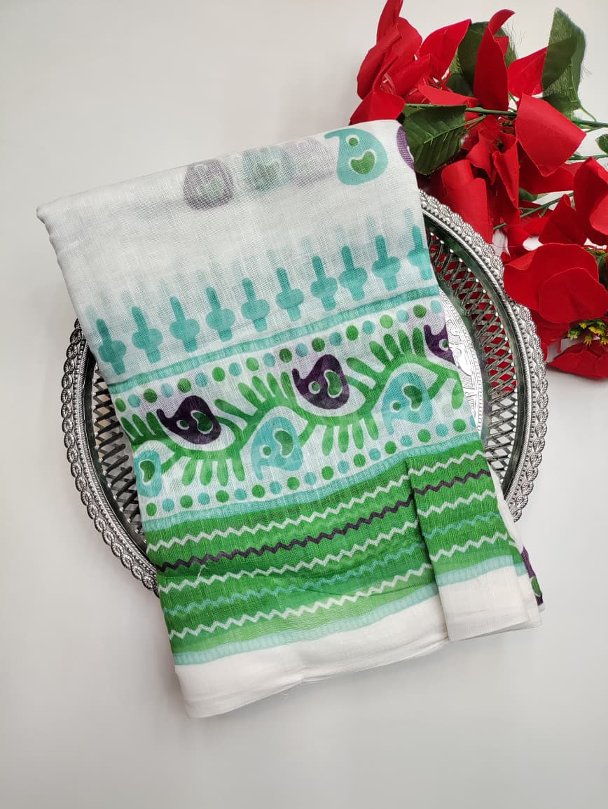 White Leaf Saree (Diwali sale) WF04