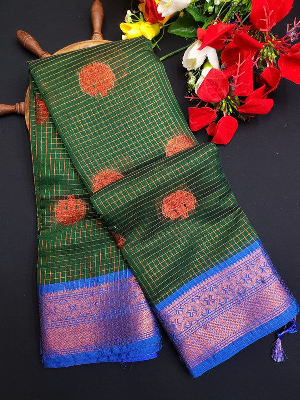 Varanasi Check Jari Butta Saree VK06