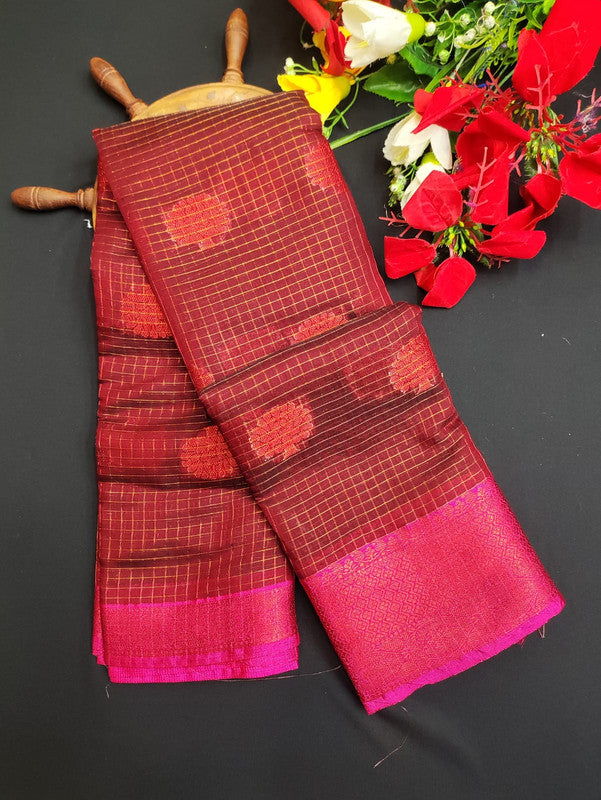Varanasi Check Jari Butta Saree VK13
