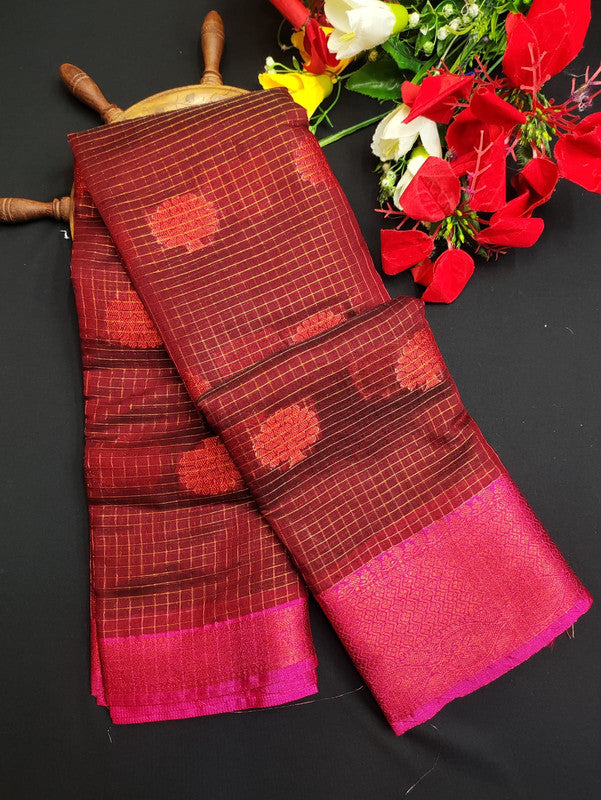 Varanasi Check Jari Butta Saree VK14