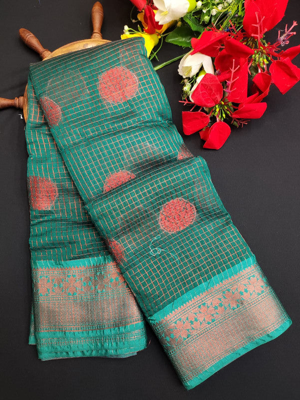 Varanasi Check Jari Butta Saree VK16