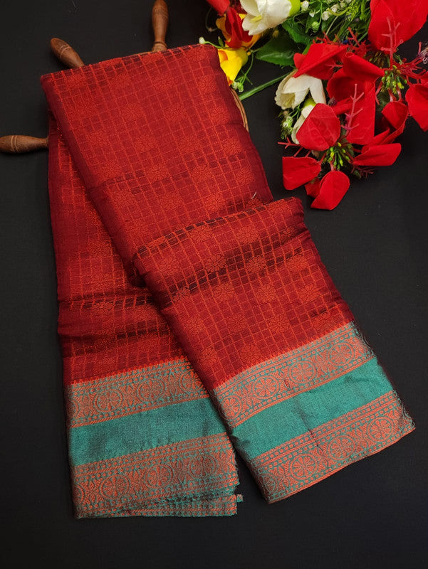 Varanasi Check Jari Butta Saree VK27