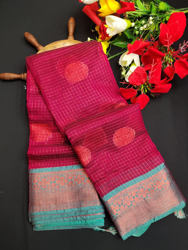 Varanasi Check Jari Butta Saree VK29