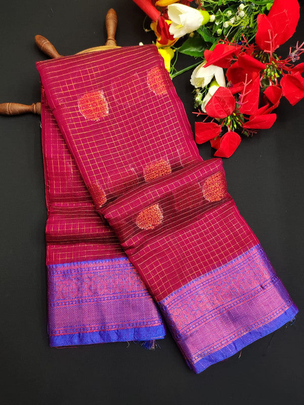 Varanasi Check Jari Butta Saree VK28