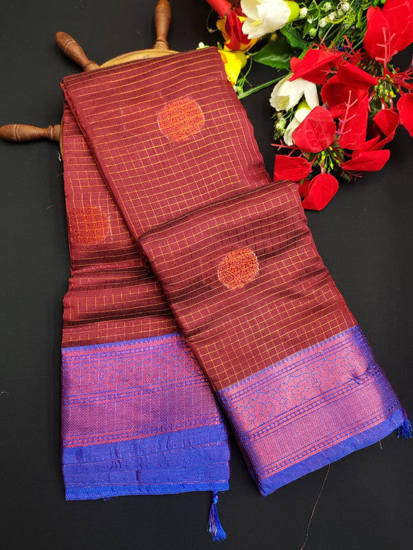 Varanasi Check Jari Butta Saree VK31
