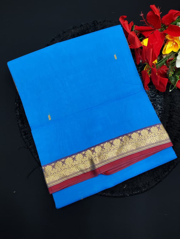 Chettinadu Plain Cotton saree for women featuring simple traditional South Indian design in soft lightweight breathable cotton fabric suitable for daily wear and festive occasions