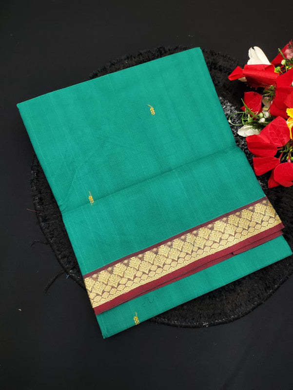 Chettinadu Plain Cotton saree for women featuring simple traditional South Indian design in soft lightweight breathable cotton fabric suitable for daily wear and festive occasions