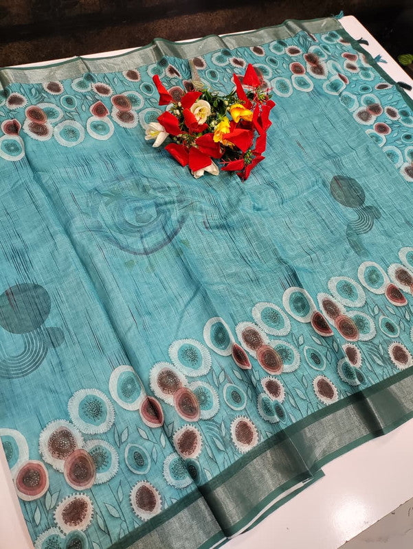 Bhiwandi Linen Saree for women in soft premium linen fabric with elegant traditional weaving suitable for office wear and festive occasions. Full Image View