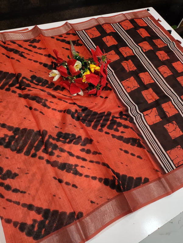 Bhiwandi Linen Saree for women in soft premium linen fabric with elegant traditional weaving suitable for office wear and festive occasions. Full Image View