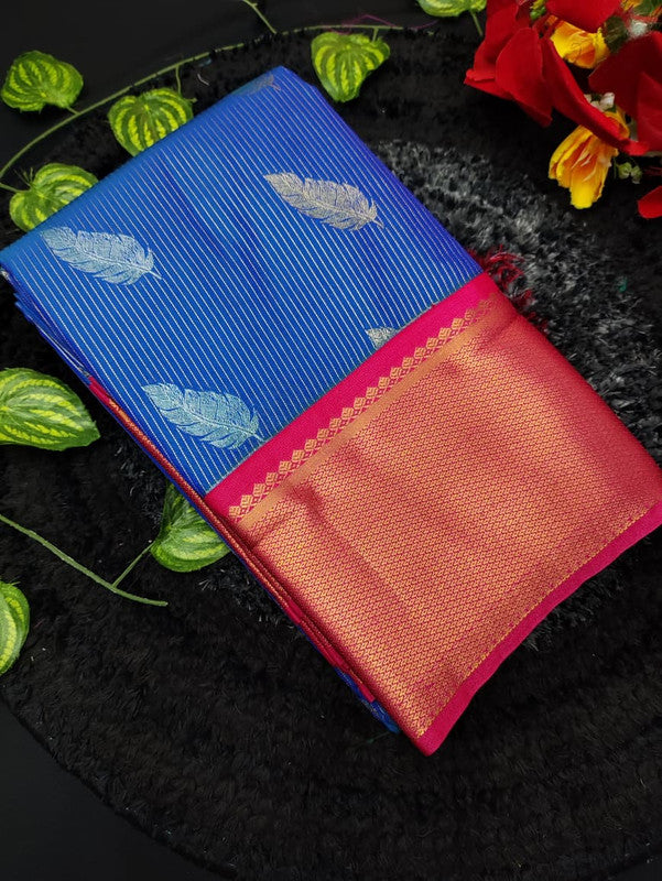 Muhurtham Semi Silk saree for women with elegant traditional design and rich semi silk fabric suitable for weddings bridal wear and festive occasions, Front View Image