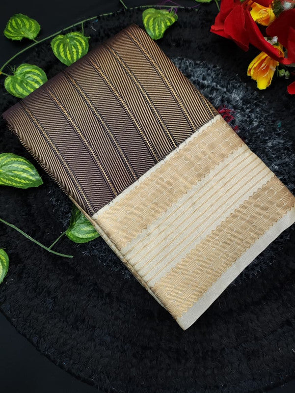 Muhurtham Semi Silk saree for women with elegant traditional design and rich semi silk fabric suitable for weddings bridal wear and festive occasions, Front View Image