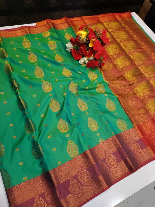 Mithra Soft Silk saree for women featuring elegant soft silk fabric with graceful traditional design suitable for weddings receptions and festive occasions, Full View