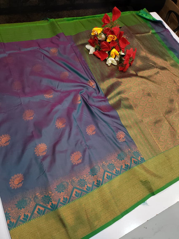 Rudra Soft Silk saree for women featuring elegant soft silk fabric with graceful traditional design suitable for weddings receptions and festive occasions, Full View