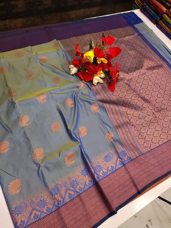 Rudra Soft Silk saree for women featuring elegant soft silk fabric with graceful traditional design suitable for weddings receptions and festive occasions, Full View