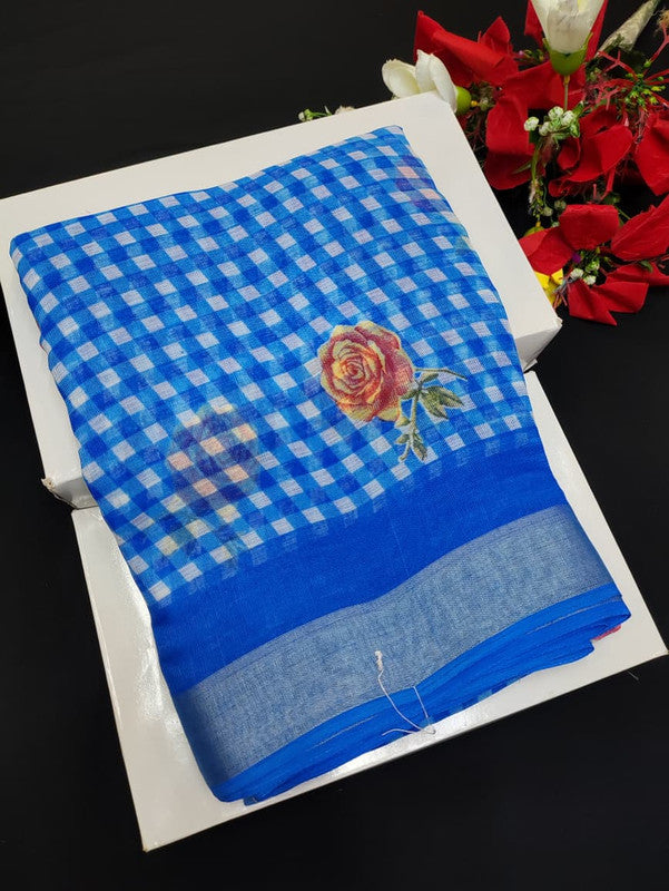 Soft Linen Aadi Offer printed saree for festive and office wear