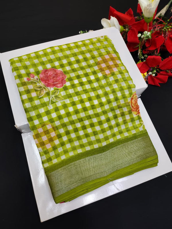 Soft Linen Aadi Offer printed saree for festive and office wear