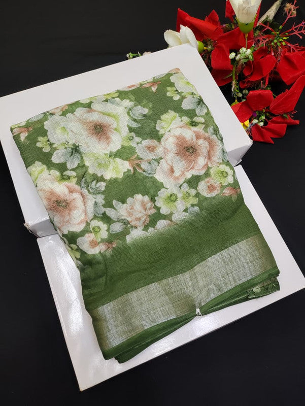 Soft Linen Aadi Offer printed saree for festive and office wear