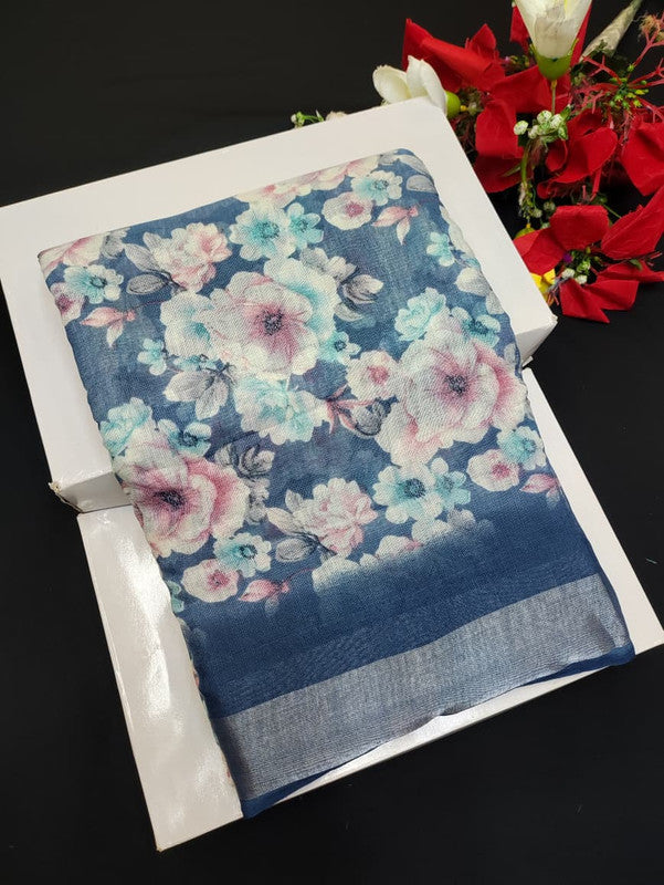 Soft Linen Aadi Offer printed saree for festive and office wear