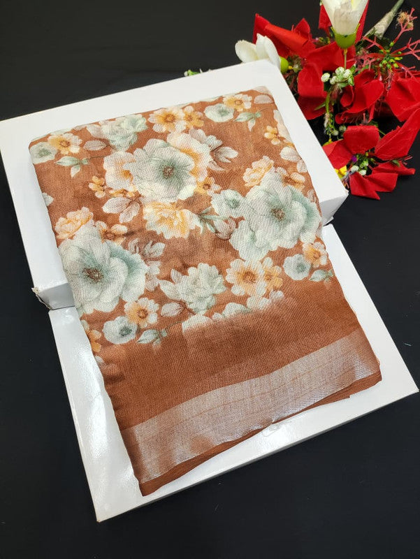 Soft Linen Aadi Offer printed saree for festive and office wear