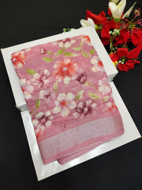 Soft Linen Aadi Offer printed saree for festive and office wear