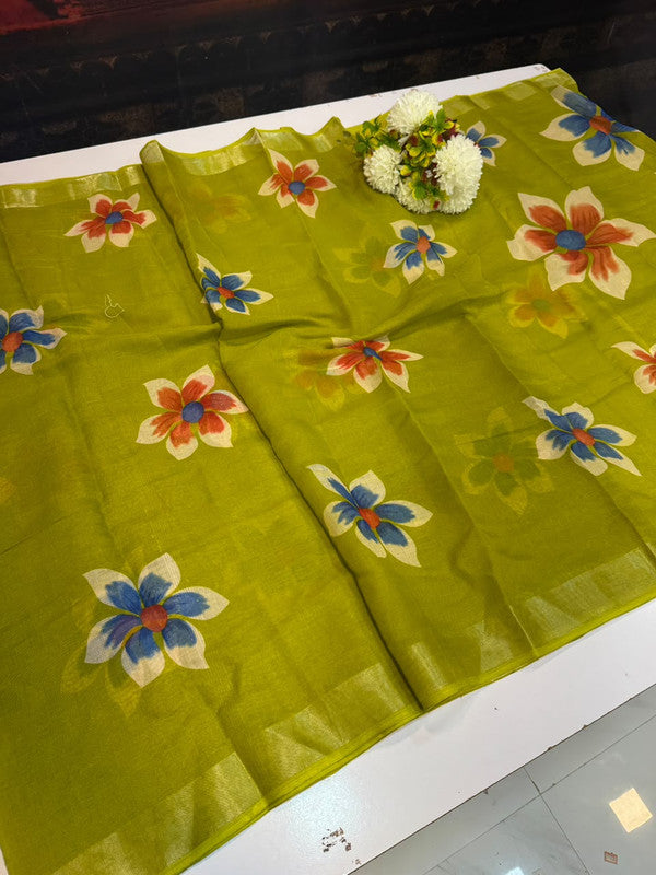 Club Linen Printed Saree in premium linen fabric for festive wear