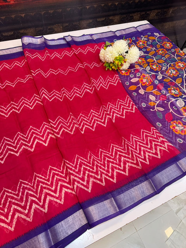 Club Linen Printed Saree in premium linen fabric for festive wear